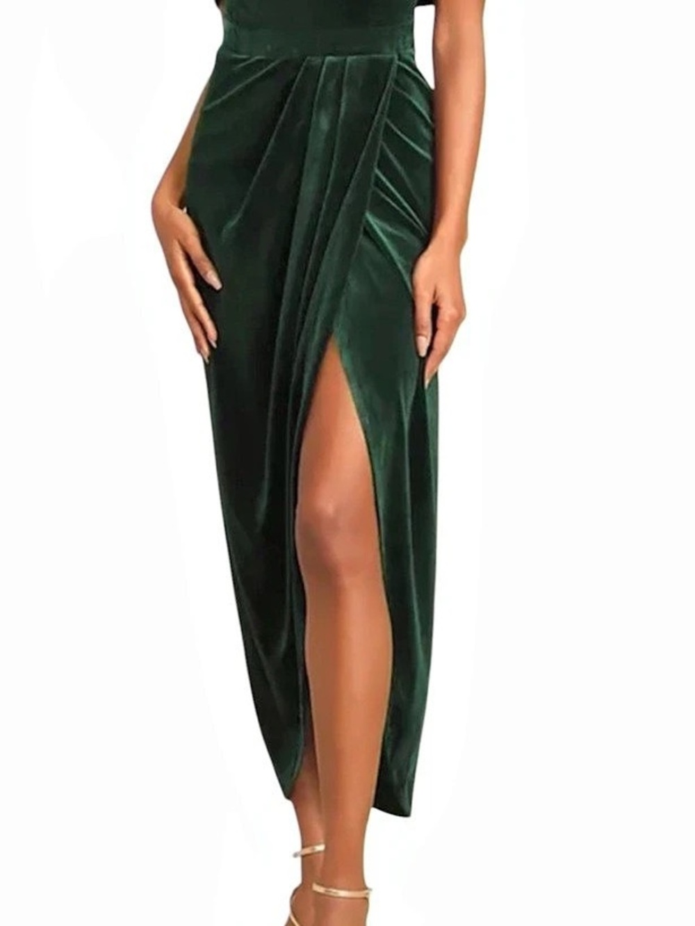 Lulus I’m enchanted Green velvet maxi dress